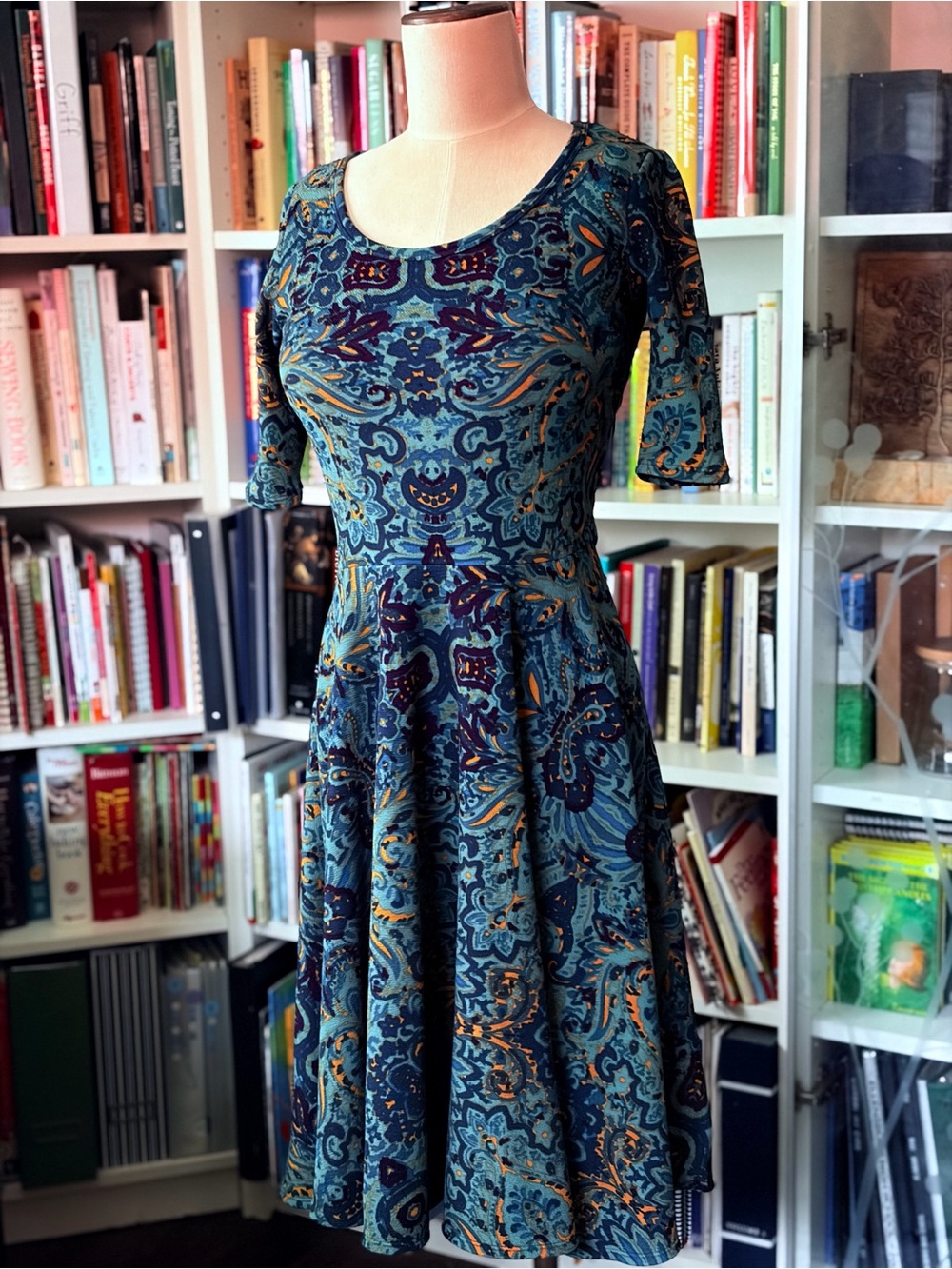 Teal and Purple paisley fit and flare